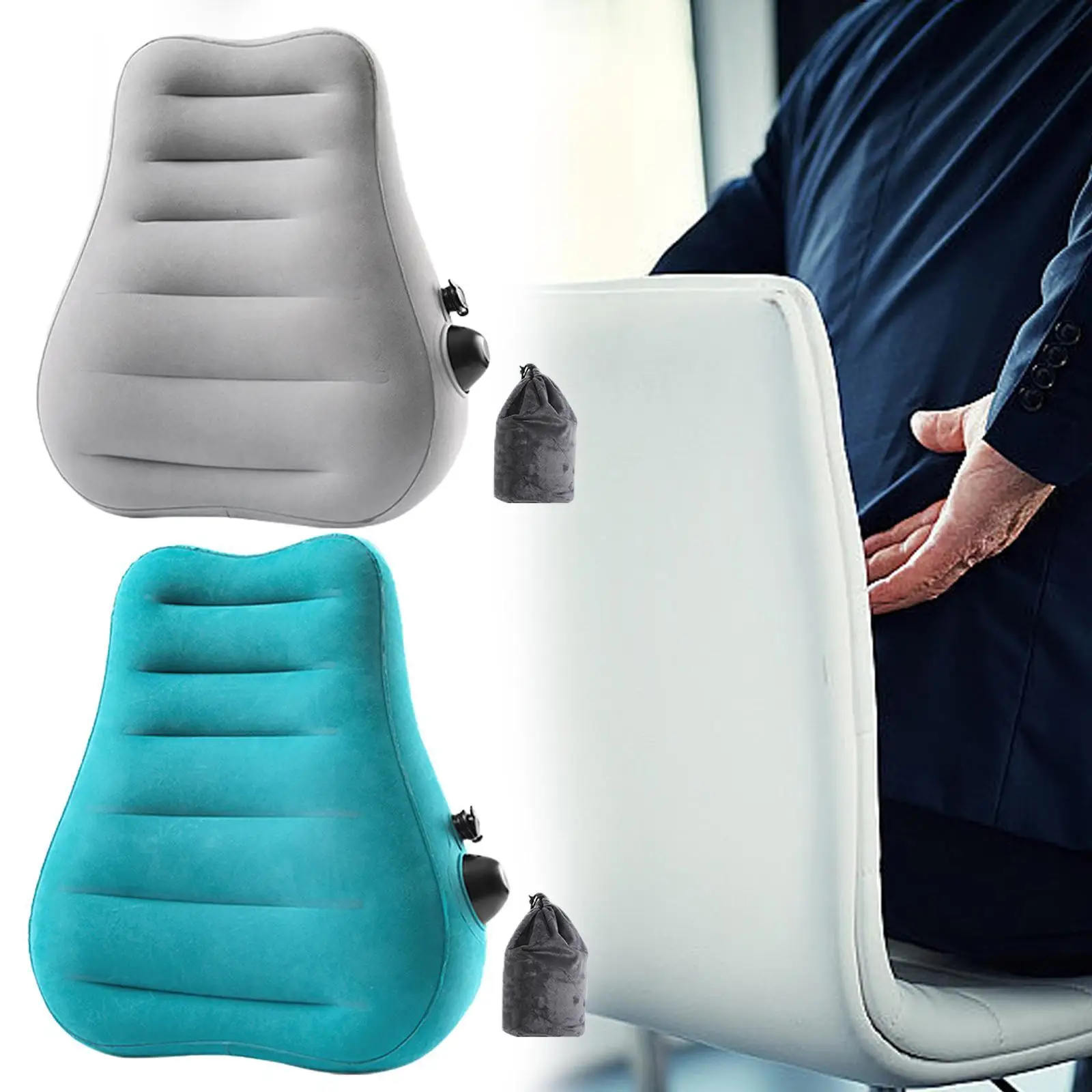 Lumbar Pillow Wedge Pillow,Fast Inflating Deflation,Portable,Inflatable Wedge Pillow for Travel,for Reading Sleeping