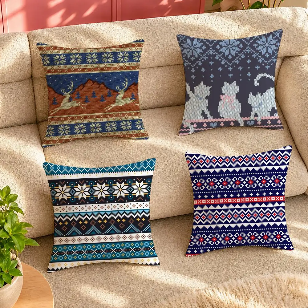 Modern and Stylish Fair Isle Cushion Cover Pillow Cover Decorative Throw Couch Home Decor for Living Room Sofa