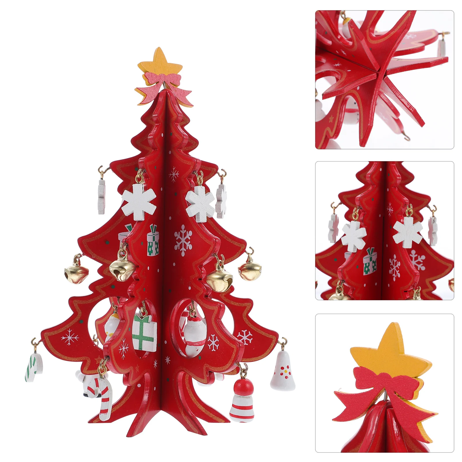 

3D Wooden Christmas Tree Decor Mini Xmas Party Decoration Bright Colors Reusable Portable Living Room Bedroom Room Tabletop