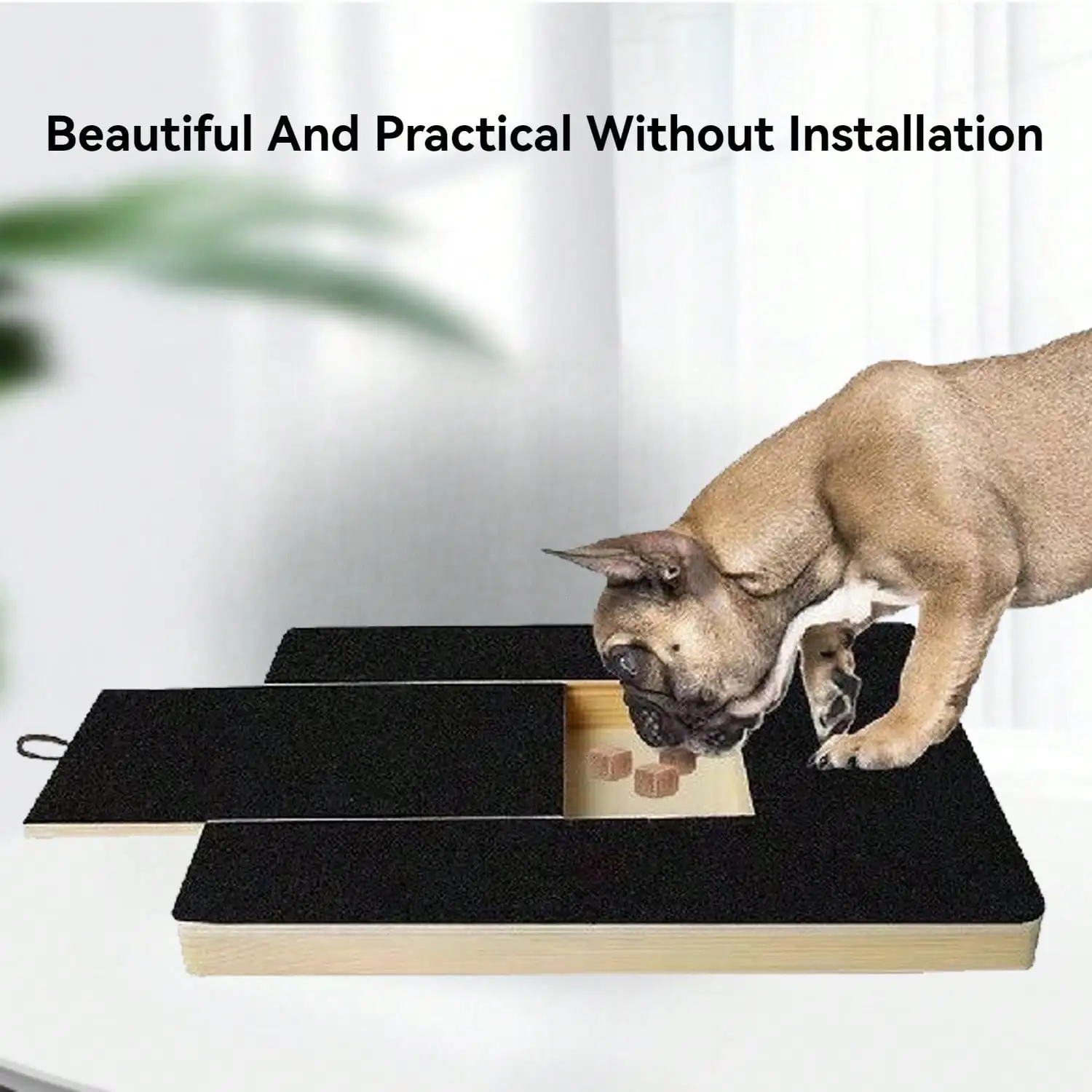 

Nail Scratch Board Wood Scratch Pad for Nail Dogs with Treat Box Stress Free Dog Scratch Pad for Nails Nail File Board for Puppy