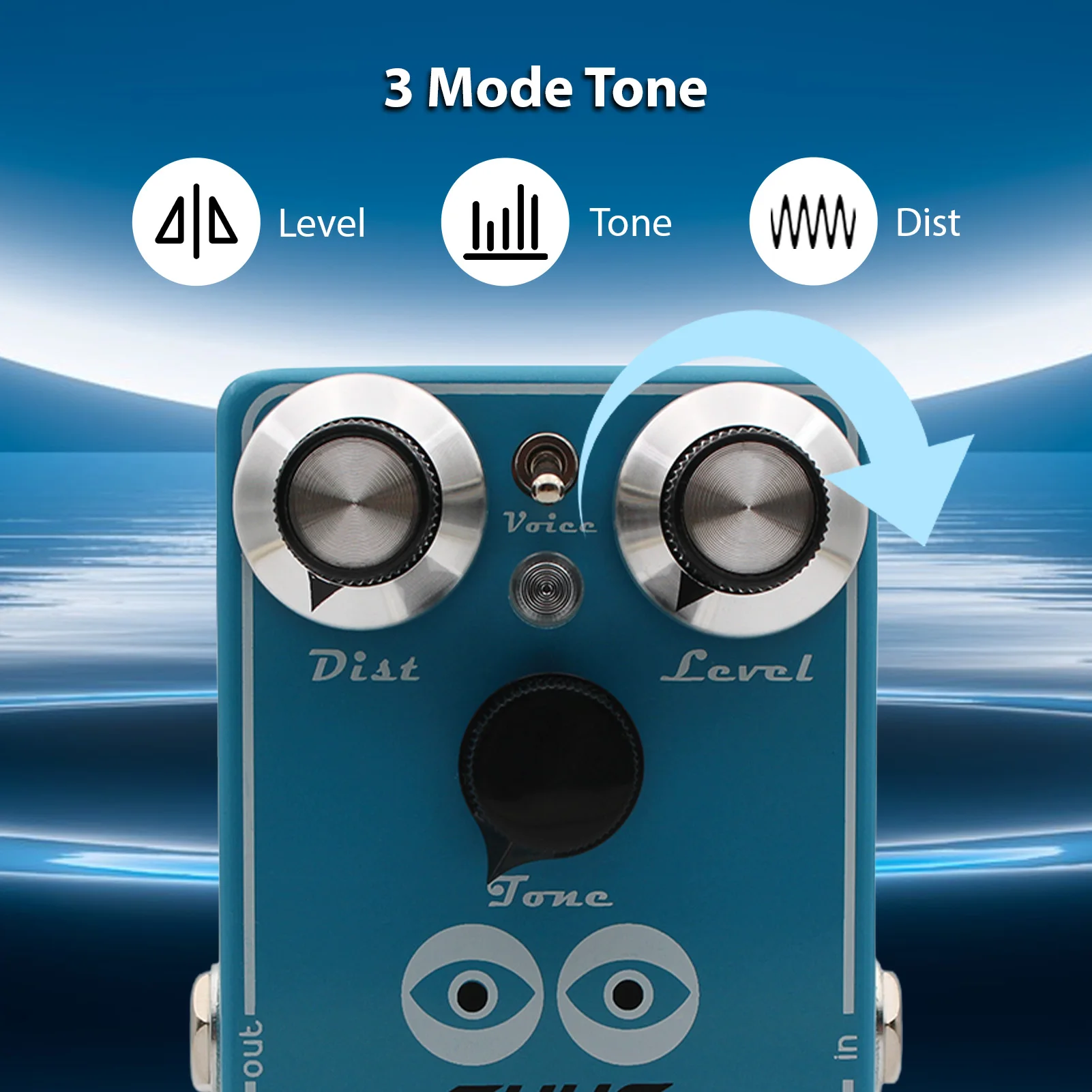 MOSKYAUDIO THUG مكاسب عالية تشويه تأثيرات الغيتار دواسة 3 وضع لهجة التبديل قابل للتعديل كسب مُضخّم صوت محاكاة الصوت #4