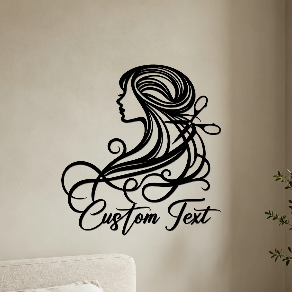 1pc Custom Hairstylist Lady Metal Wall Art, Personalized Names Hair Salon Signs, Beauty Shop Wall Decor, Stylist Art Wall Decor