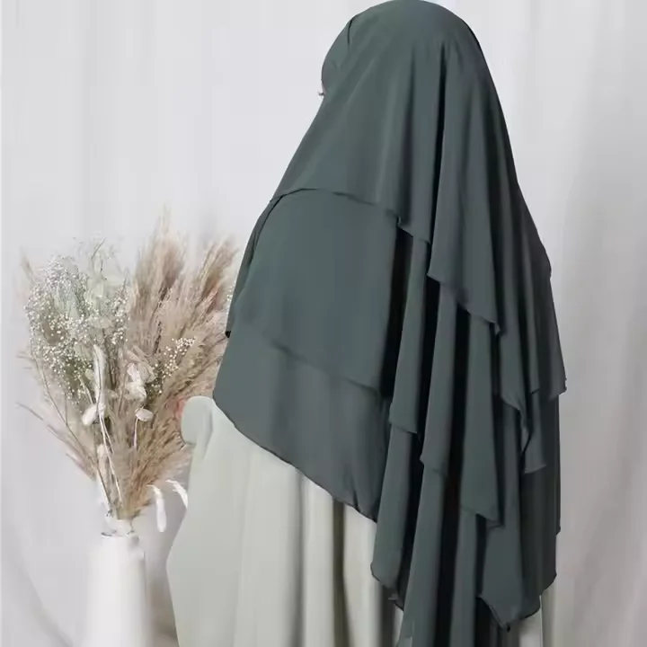 

Dubai Khimar Turban Headscarf Muslim Women Scarves 3 Layers Hijab Eid Djellaba Islam Clothing Prayer Garment Niqab Nikab Scarf