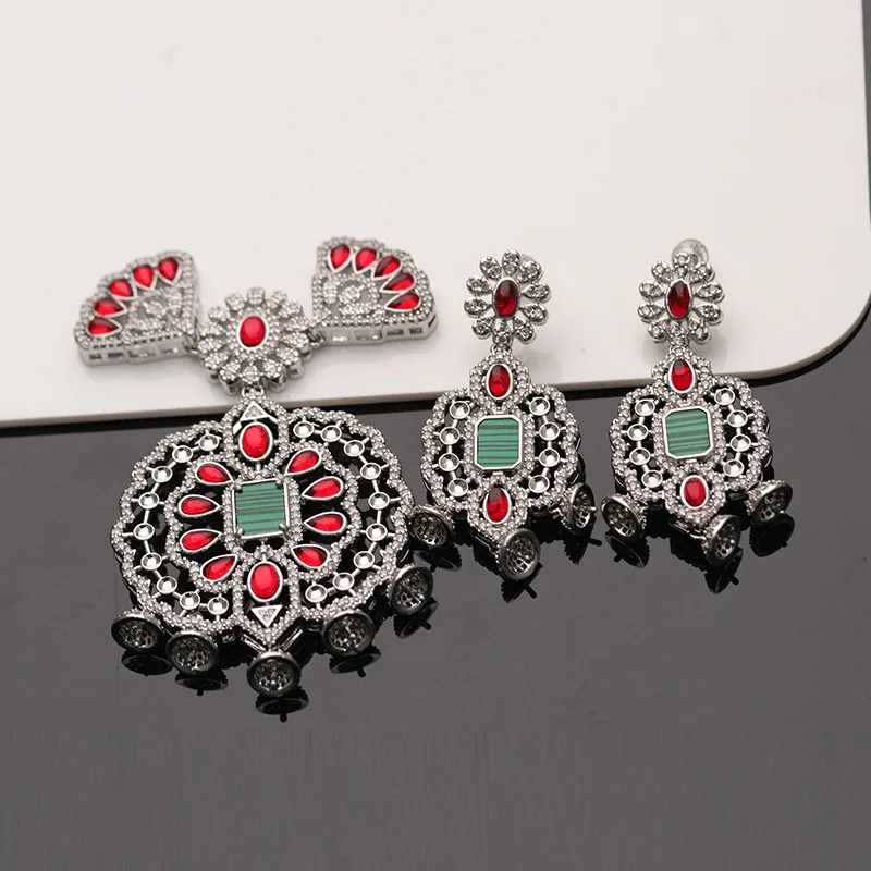 Cubic Zircon CZ Micro Pave Flower Connector Tassel Pendant And Earring setting For Pearl Necklace Earring Jewelry DIY