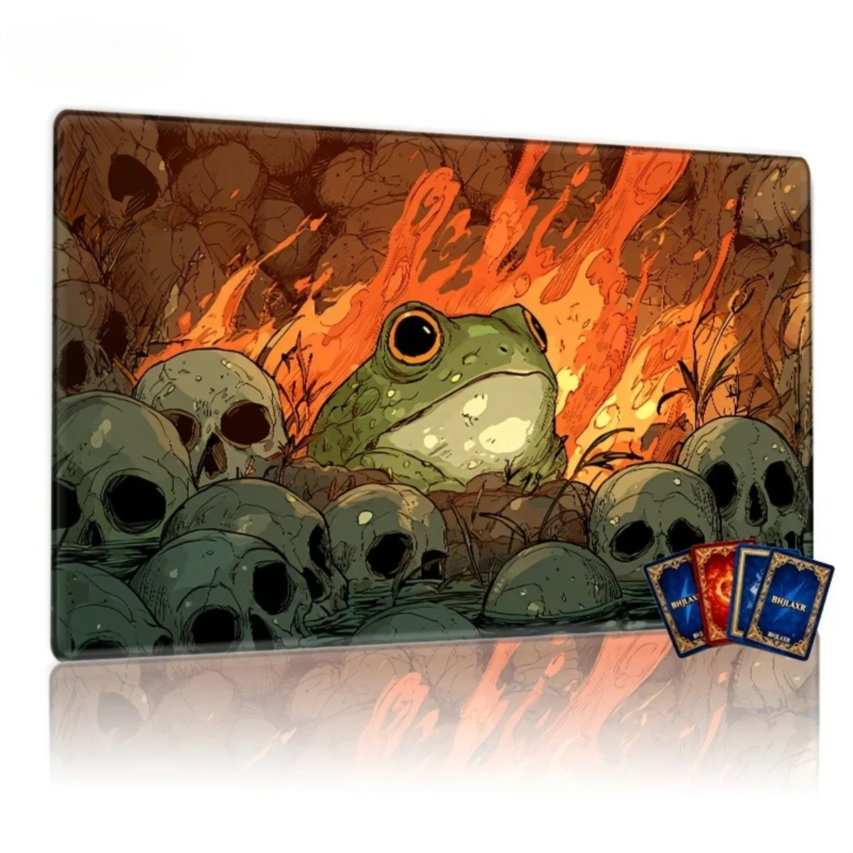 

Нескользящий резиновый коврик для стола TCG с принтом «Волшебная лягушка, череп, джунгли, огонь, море», с двойной строчкой, легко чистится, износостойкий, коврик для мыши