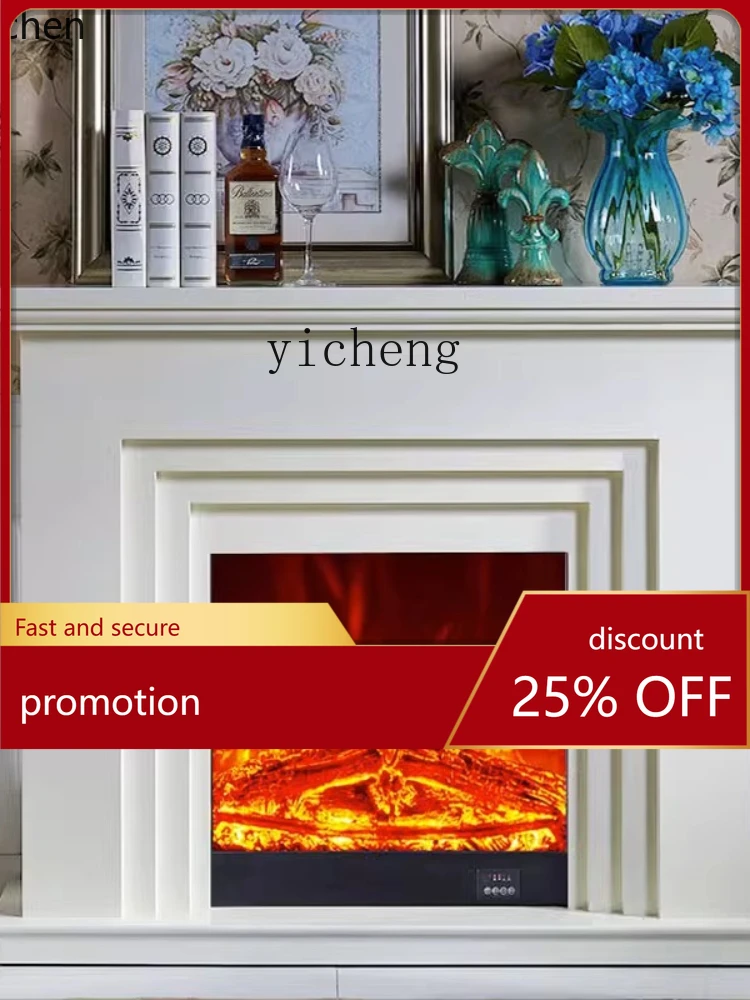 YFY Solid Wood Fireplace Ivory White European Heating Simulation Flame Electronic Led Stove Core 1.2 M