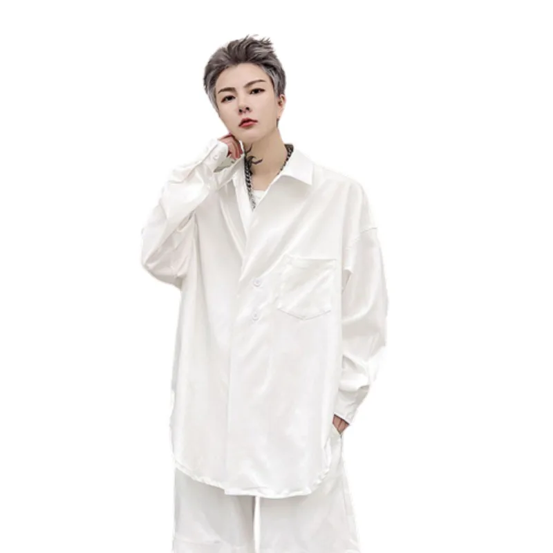 

Men's Loose Long-Sleeved Shirt Summer Large Size Fashion New Korean Version All-Match Temperament Popular Casual Shirt