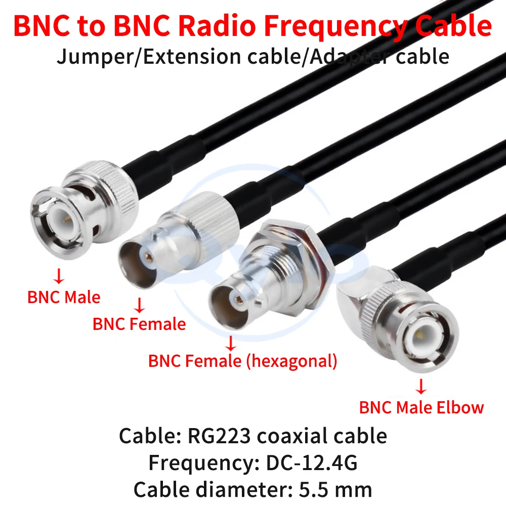 BNC to BNC Male-Female Connector RG223 Double-Shielded RF Cable Q9 Adapter Cable BNC to BNC Extension Cable (1 pcs)