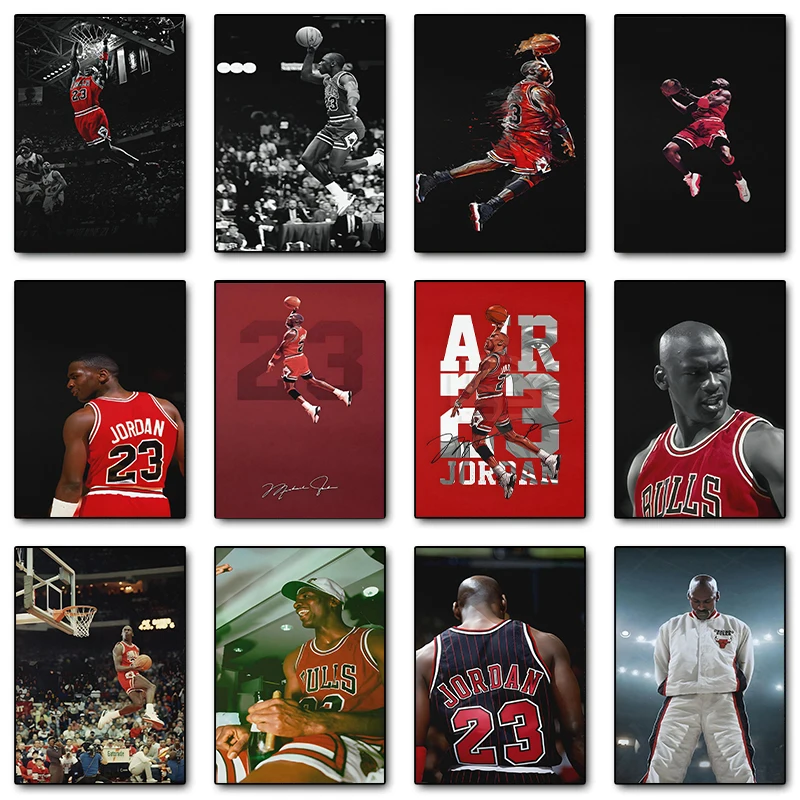 Famous Basketball Players M-Michael Star J-Jordan Posters and Prints Canvas Printing Wall Art Picture for Living Room Home Decor