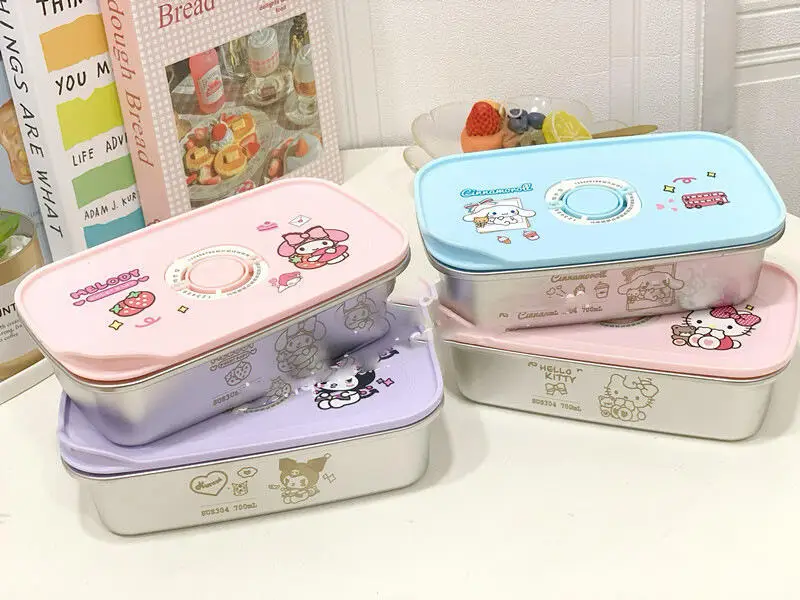 

Sanrio Kuromi My Melody Cinnamoroll Vegetable Box Lunch Box Sus Hit Product Kawaii Cartoon Portable Large Capacity Adult Cute