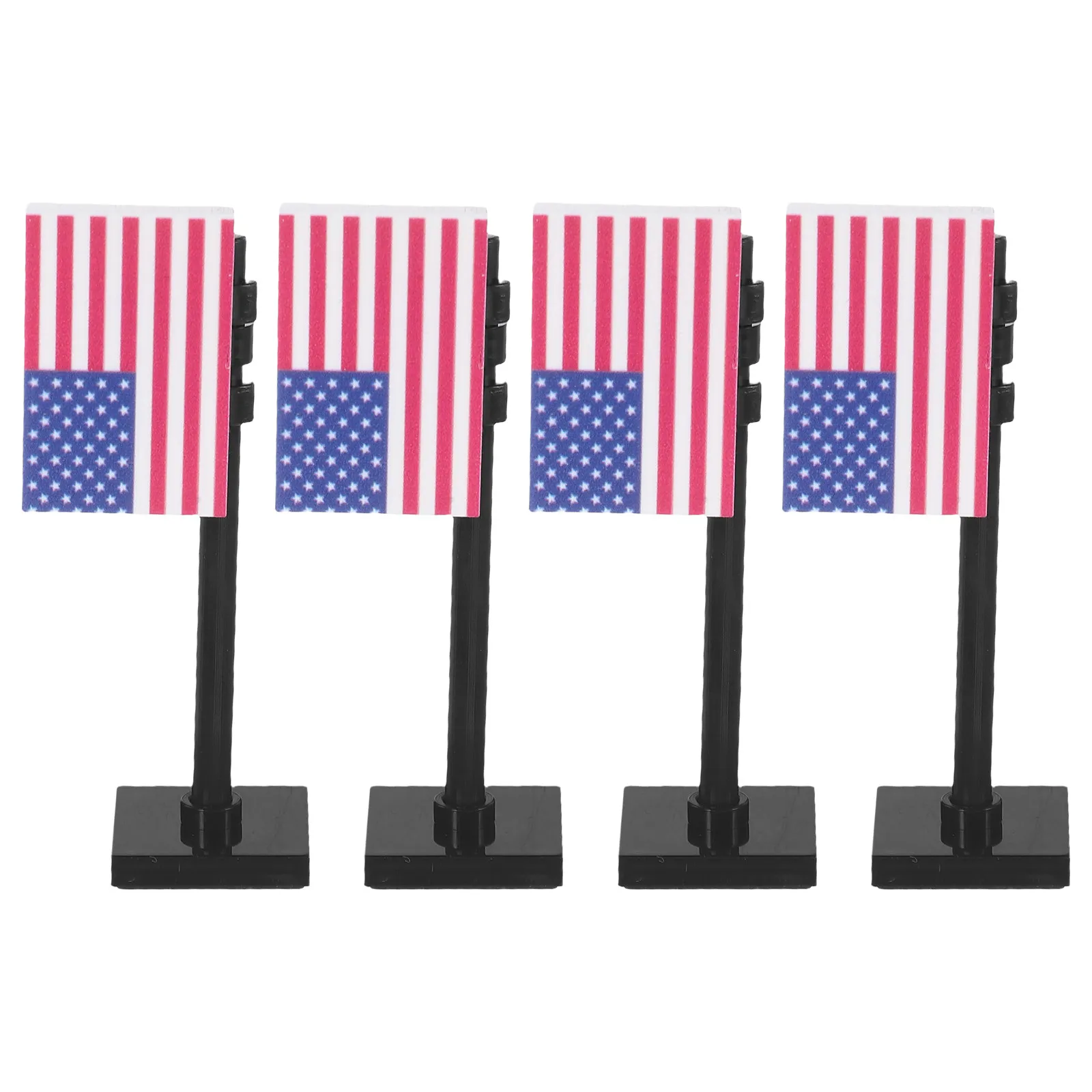 

4Pcs Military Building Set Independence Day Mini Soldier Figures American Flags Poles Army Accessories Boys Playset Educational
