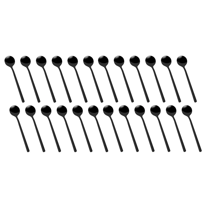 

Mini Dessert Spoons Black Plated Teaspoons Frosted Handle For Dessert Tea Ice Cream Cake Coffee