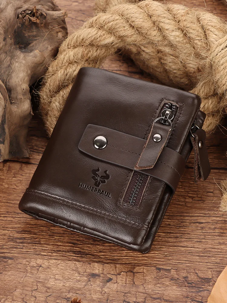 

Мужской кошелек HUMERPAUL из натуральной кожи с RFID-защитой от краж, из высококачественной воловьей кожи, винтажный, для международной торговли