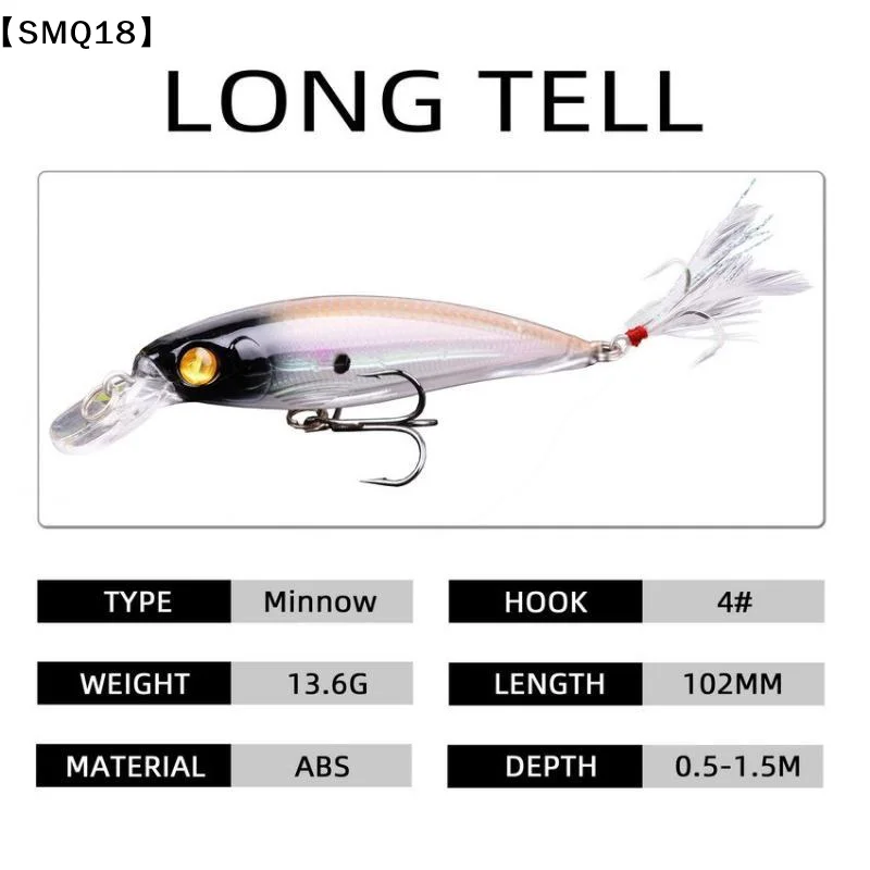 Lifelike Minnow Fishing Lures Sharp Treble Hooks Feather Tails For Freshwater Saltwater Bass Trout Fishing【SMQ】