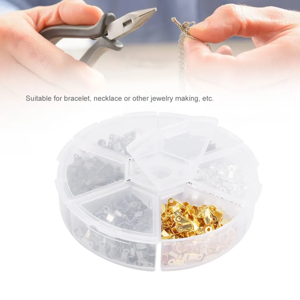 Durable Alloy Crimp Cord Ends 8 * 8 * 1.8cm Different Colors Jewelry Finding Connectors Alloy Cord End Caps DIY Crafting