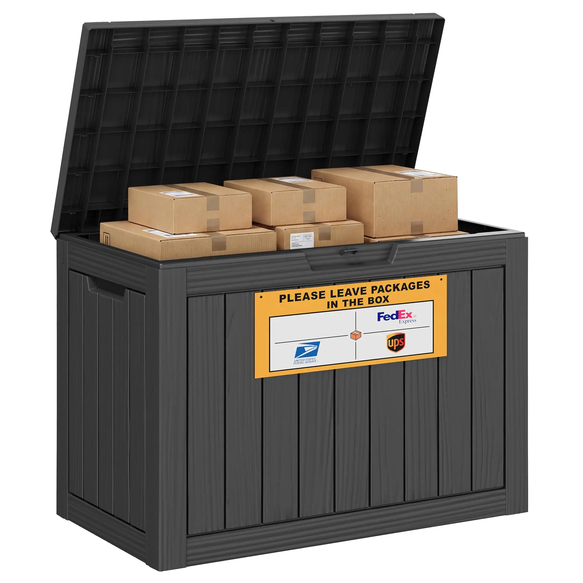 Package Delivery Box for Outside with Sign 50 Gallon (Black)