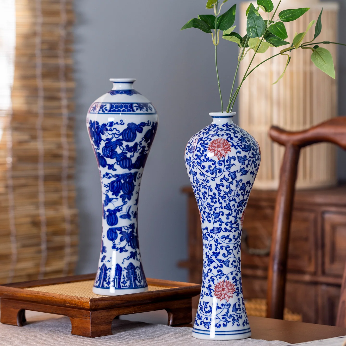 

Chinese Blue And White Porcelain Beauty Vase Decoration Living Room Jingdezhen Ceramic Vase Decoration