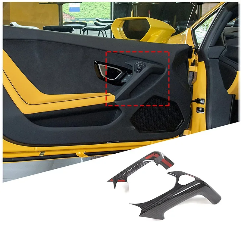 

For Lamborghini Hurricane 2014-2022 Real Carbon Fiber Car Door Armrest Decorative Cover Sticker Car Accessories