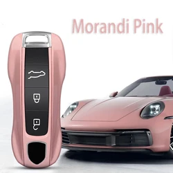 Morandi Pink ABS Smart Remote Car Key Case for Porsche 911 971 Cayenne Panamera Macan 3 4 Button Protect Shell Fob Accessories