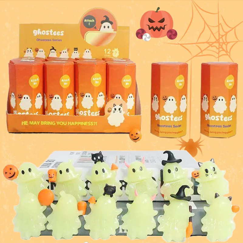 

Halloween Ghostees Angel Small Figurines for Phone Halloween Ghost phone Figurine Mini Model Doll Peel-and-stick Ornament Gift