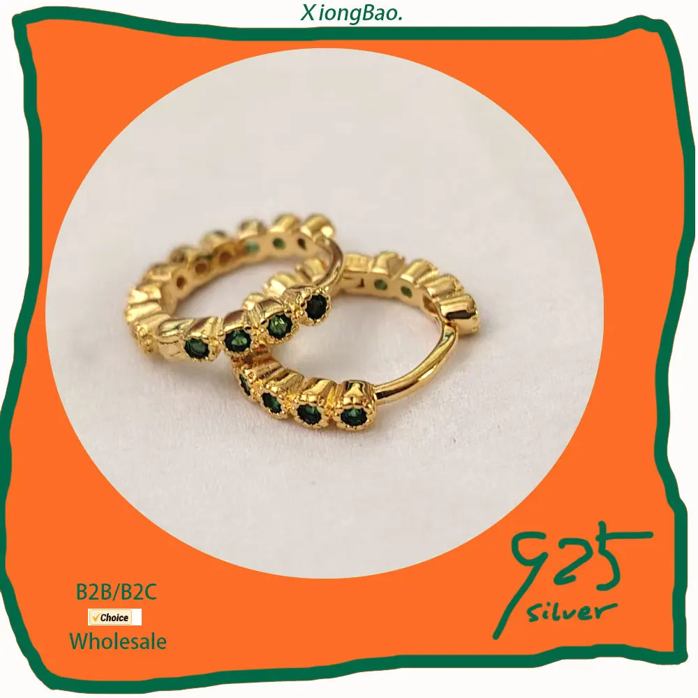 

Женские серьги-кольца из стерлингового серебра 925 пробы с изумрудом, корейский стиль, изысканные, простые, сексуальные, горячая распродажа, 2026