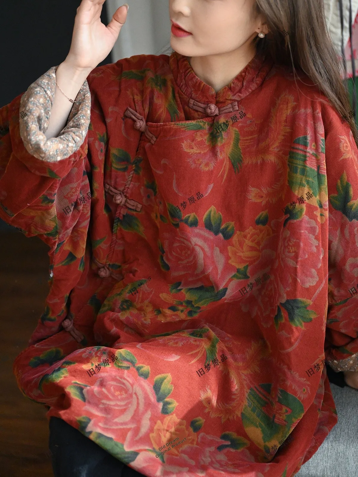 

Новинка 2024, зимнее оригинальное дизайнерское хлопковое льняное женское художественное ретро новое китайское пальто в национальном стиле, хлопковое пальто в этническом стиле