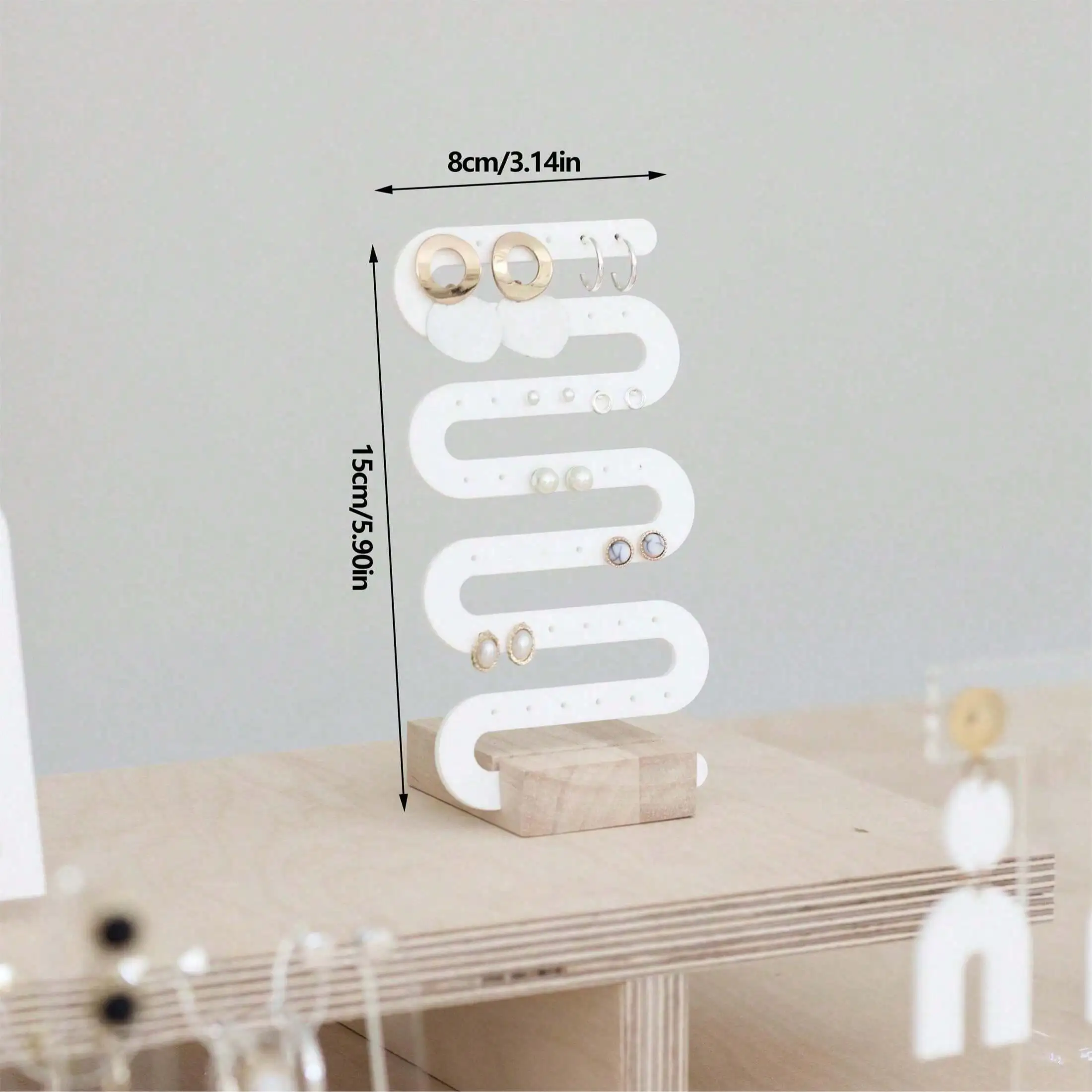 رف عرض حامل مجوهرات أكريليك حلزوني فني لغرفة المعيشة/طاولة الزينة، دعامة عرض إكسسوارات فاخرة خفيفة