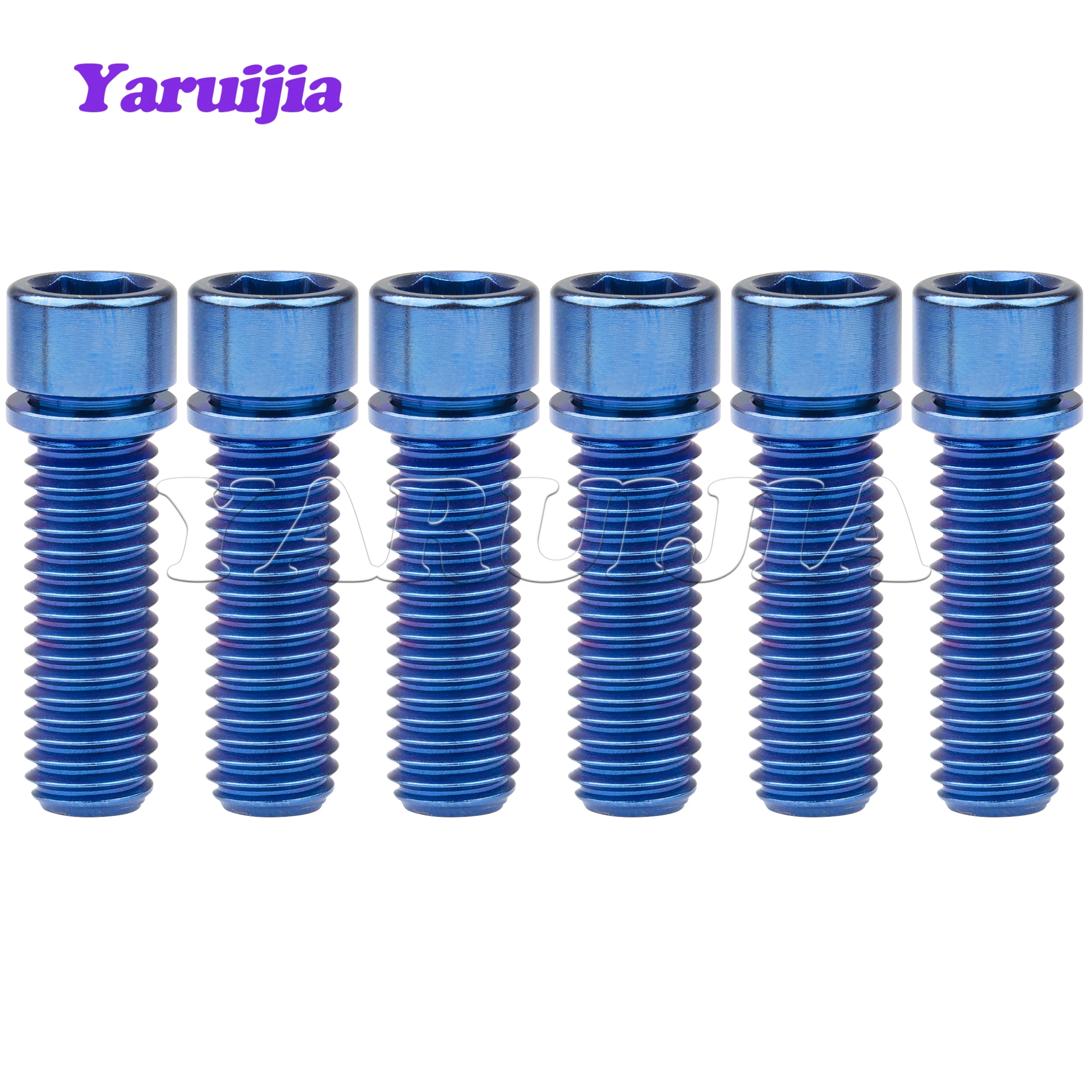 Yaruijia 6PCS ไทเทเนียม Bolt M7/M8x20/25mm Allen ทรงกระบอกหัวปะเก็นสกรูสําหรับจักรยาน fix อุปกรณ์เสริม