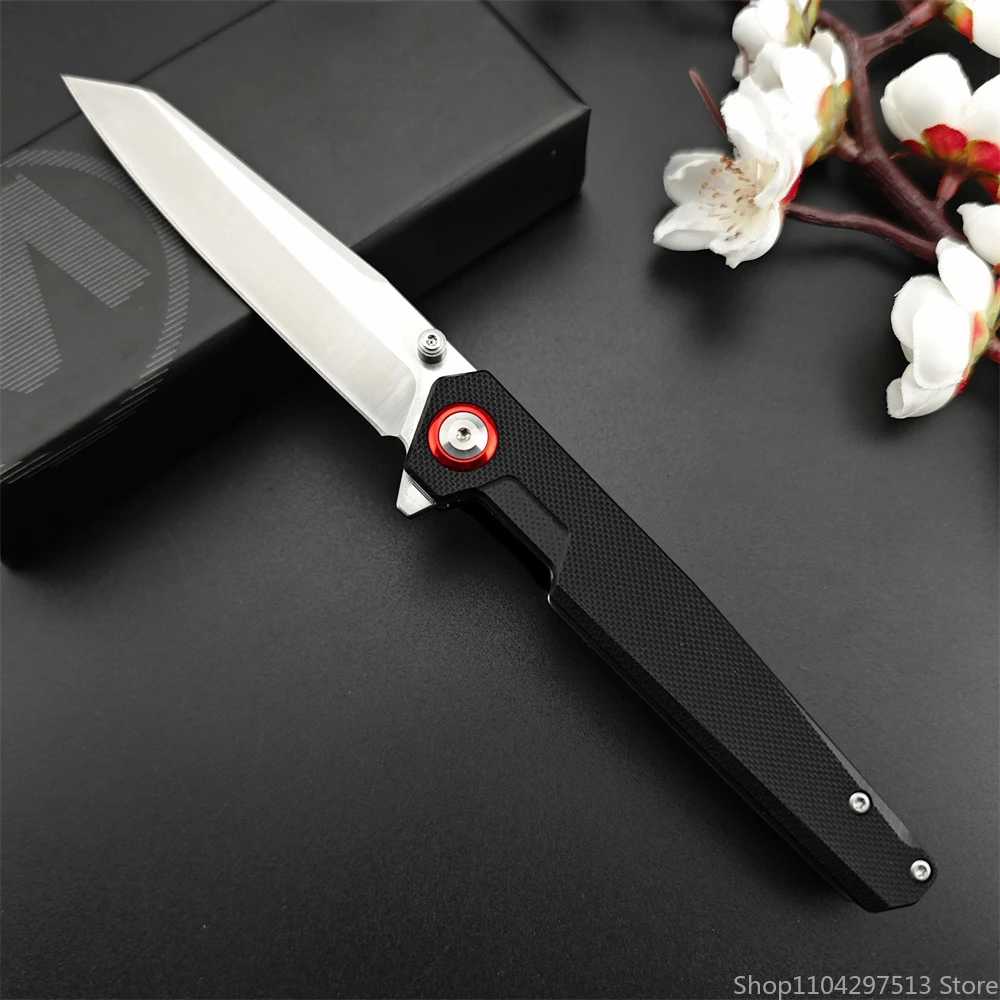 Tanto Flip Folding Knife 440B Blade Sharp Camping Hunting Pocket Knife Adventure Tactical Survival Utility Tool Black G10 Handle