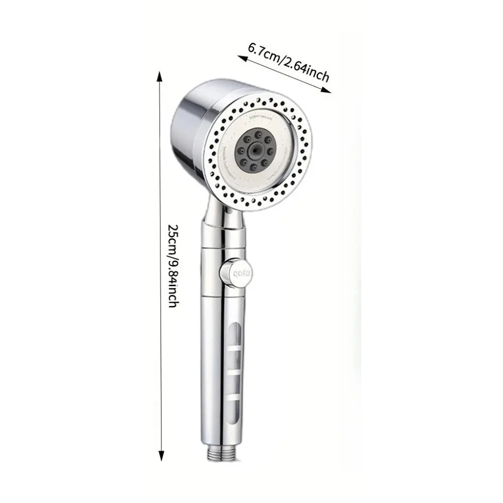 5 Spray Filtered Shower Head ABS High-Pressure Water Saving Showerhead Fall Resistance Bath Shower Nozzle Set with Stop Button