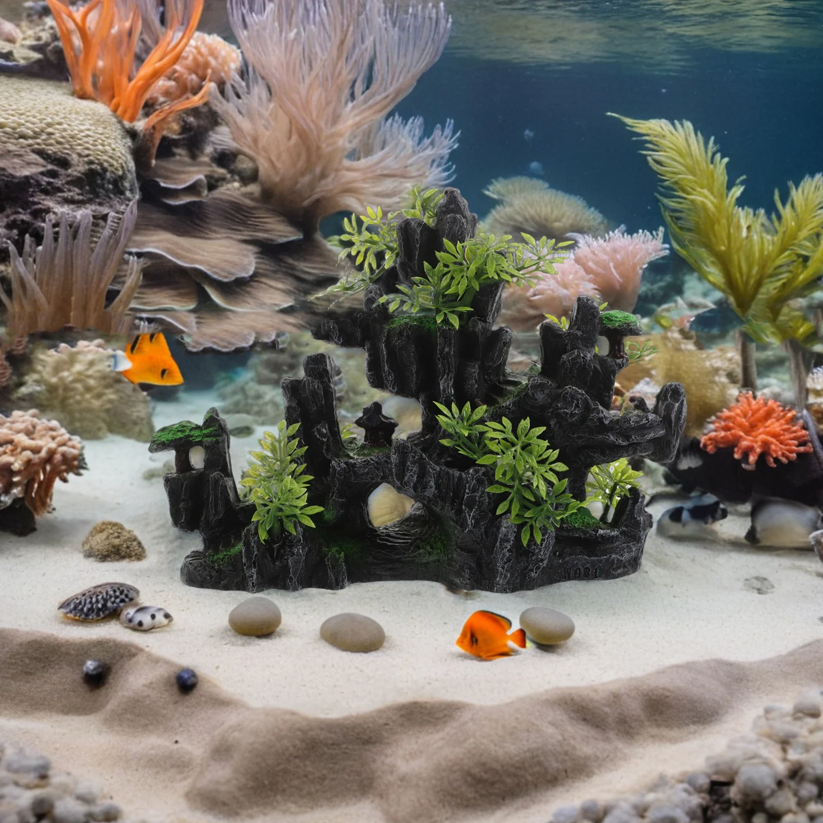 

Resin Rockery Double-Sided Aquarium Ornament Artificial Mountain Decoration Realistic Fish Tank Resin Stone Landscape Natural