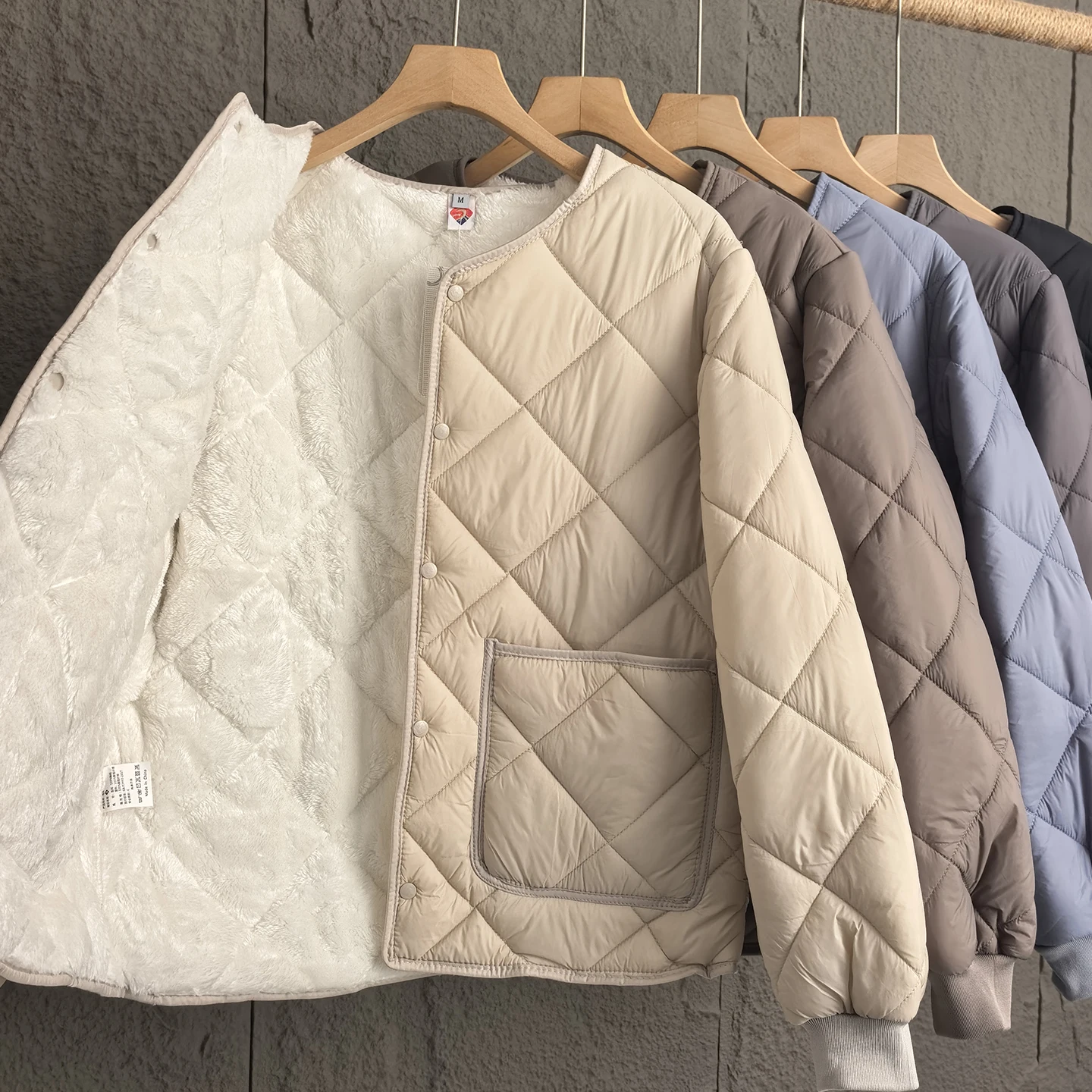 

Lightweight Warm Diamond Stitching Cotton Jaet ex Casual Fce Lined Nel Coat for Couples Youth Faion