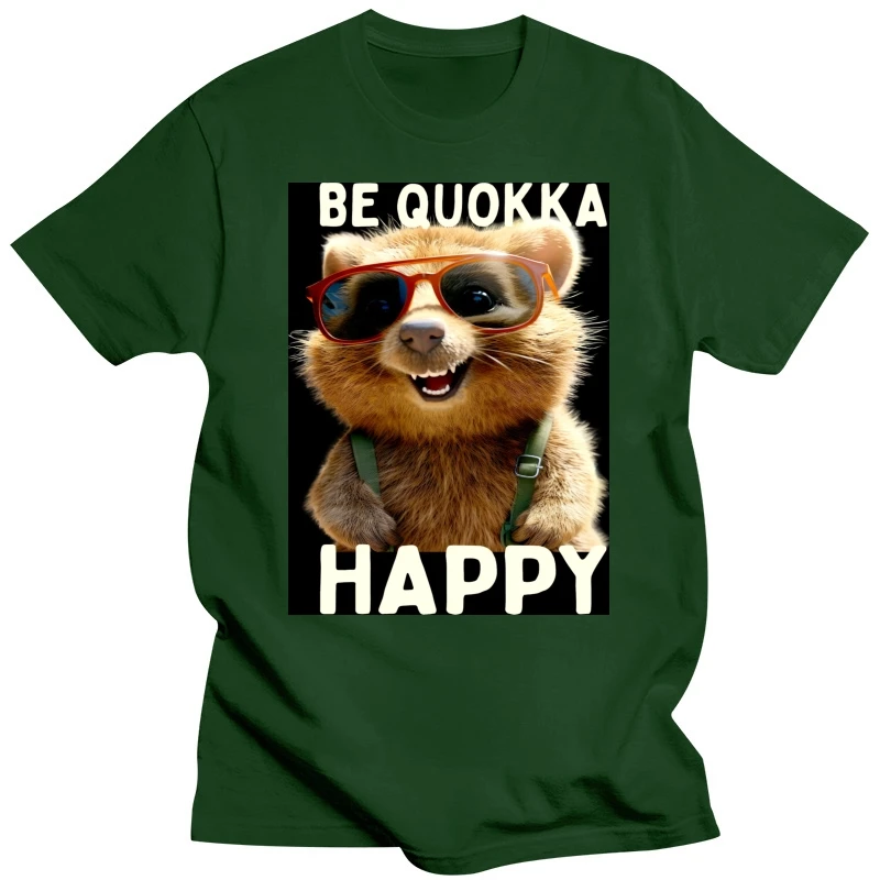 Футболка мужская с надписью «Be Quokka Happy I Love», хлопковая уличная одежда с графическим принтом, с коротким рукавом, подарок, летняя одежда