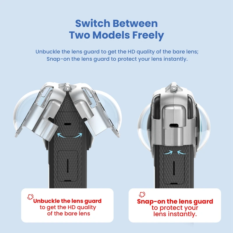 For Insta360 X3 Anti-fog Snap-on Lens Guard Silicone Sleeve Buckle Protective Case Transparent Cover Bracket Camera Accessories