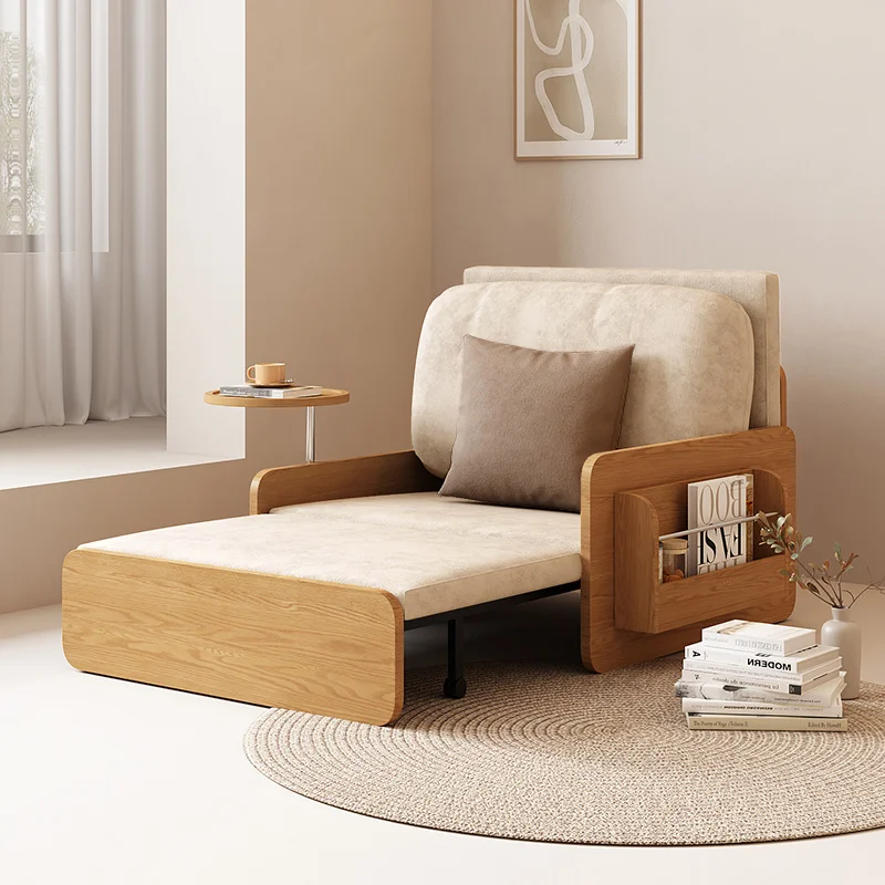 

Log Style Single Sofa Bed Foldable Dual-Purpose Living Room Bedroom Dual-Use Small Apartment Telescopic Bed Fabric Sofa