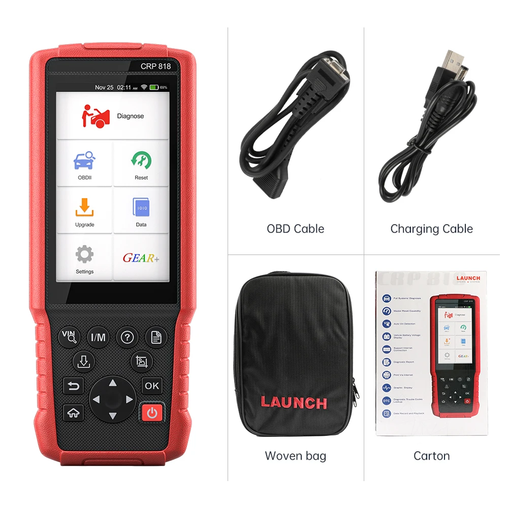 LAUNCH X431 CRP818 Scanner OBD II Diagnostic Scan Tool Upgrade Full System Scanner Car Code Reader Darmowa aktualizacja PK CRP429 CRP808