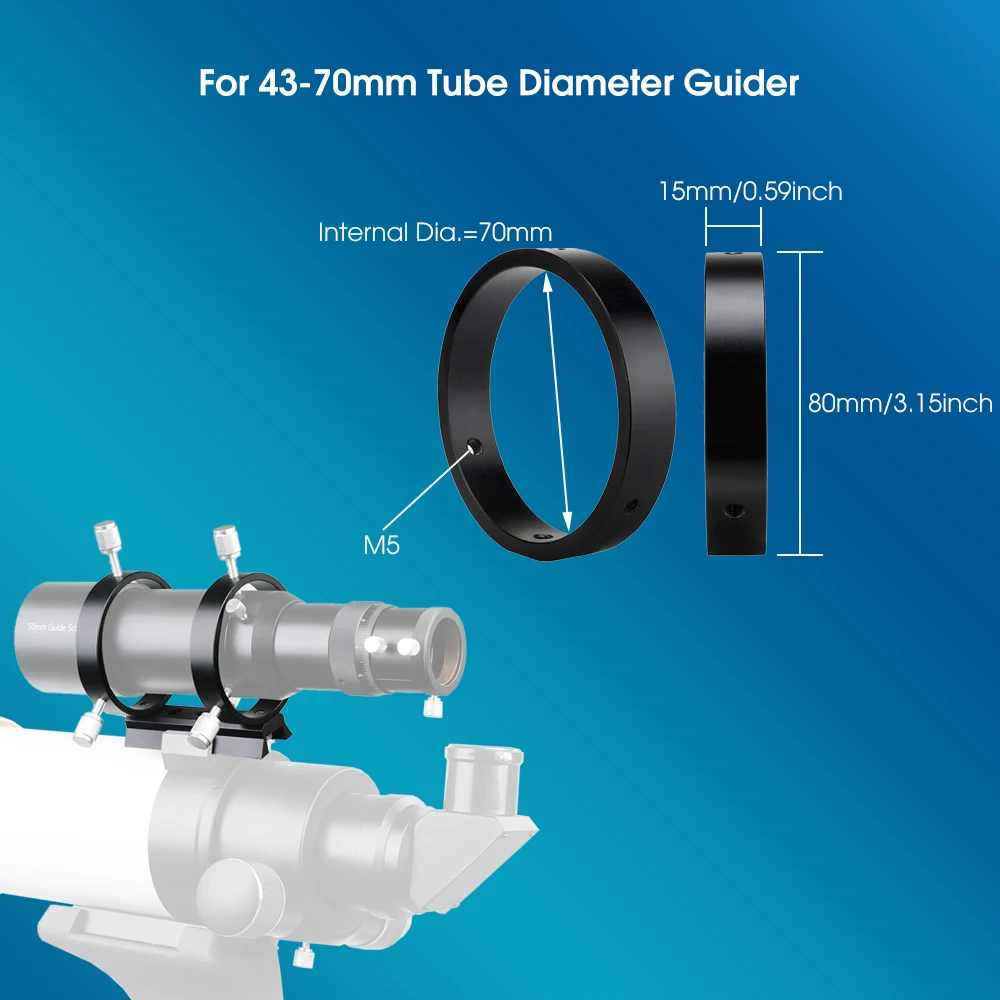Svbony SV116 Führungsring-Set für Teleskoprohre oder Sucher, Durchmesser 43 mm bis 70 mm, für Astrofotografie – Detail 2