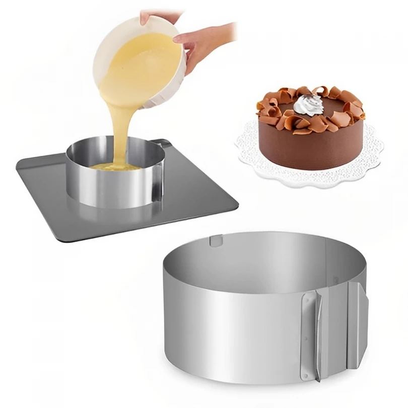 Cake Tool Pastry Decoration Stainless Steel Cake Tool Cake Adjustable Ring Small Round Kitchen Accessories