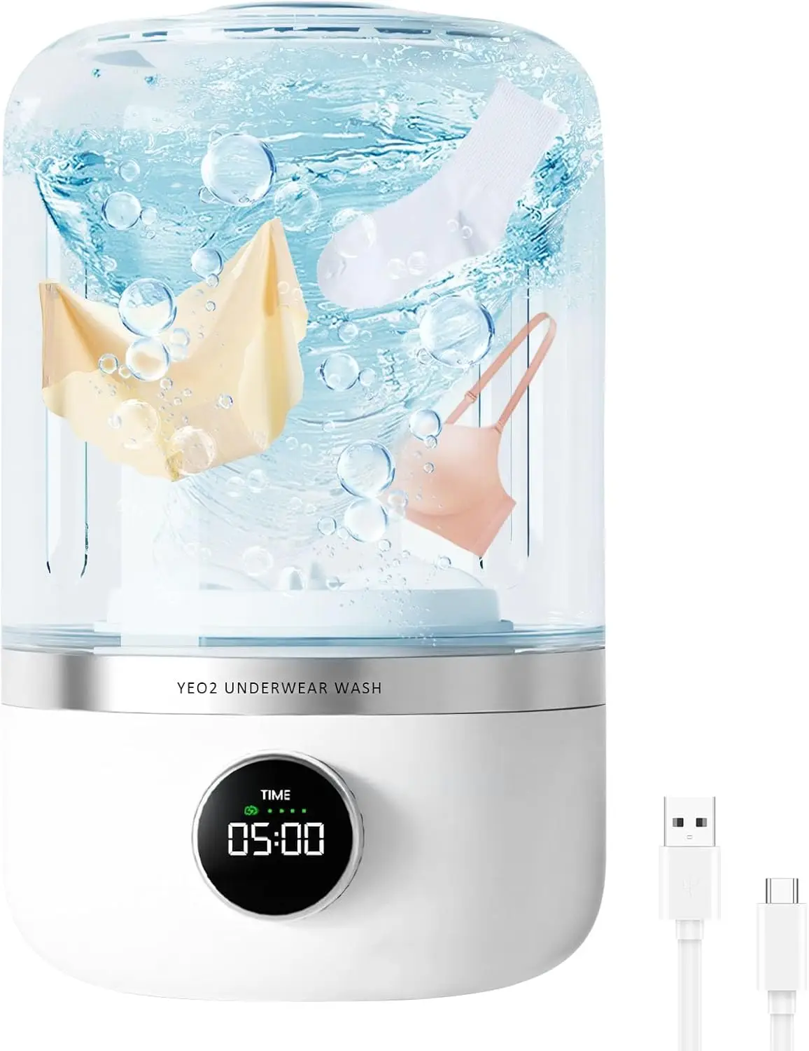 

Portable Rechargeable Mini Washing Machine, 1L Collapsible Washer for Underwear, Baby Clothes, Camping & Travel