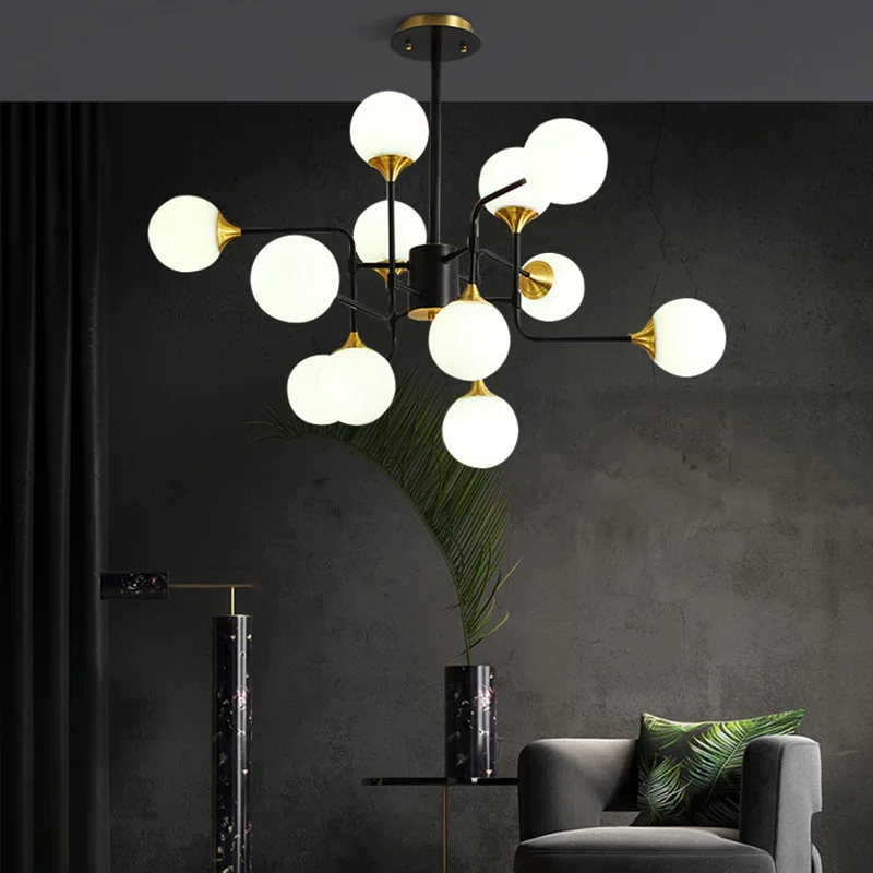 

Nordic living room chandelier modern simple bedroom study light fashion creative dining room molecular light Internet celebrity