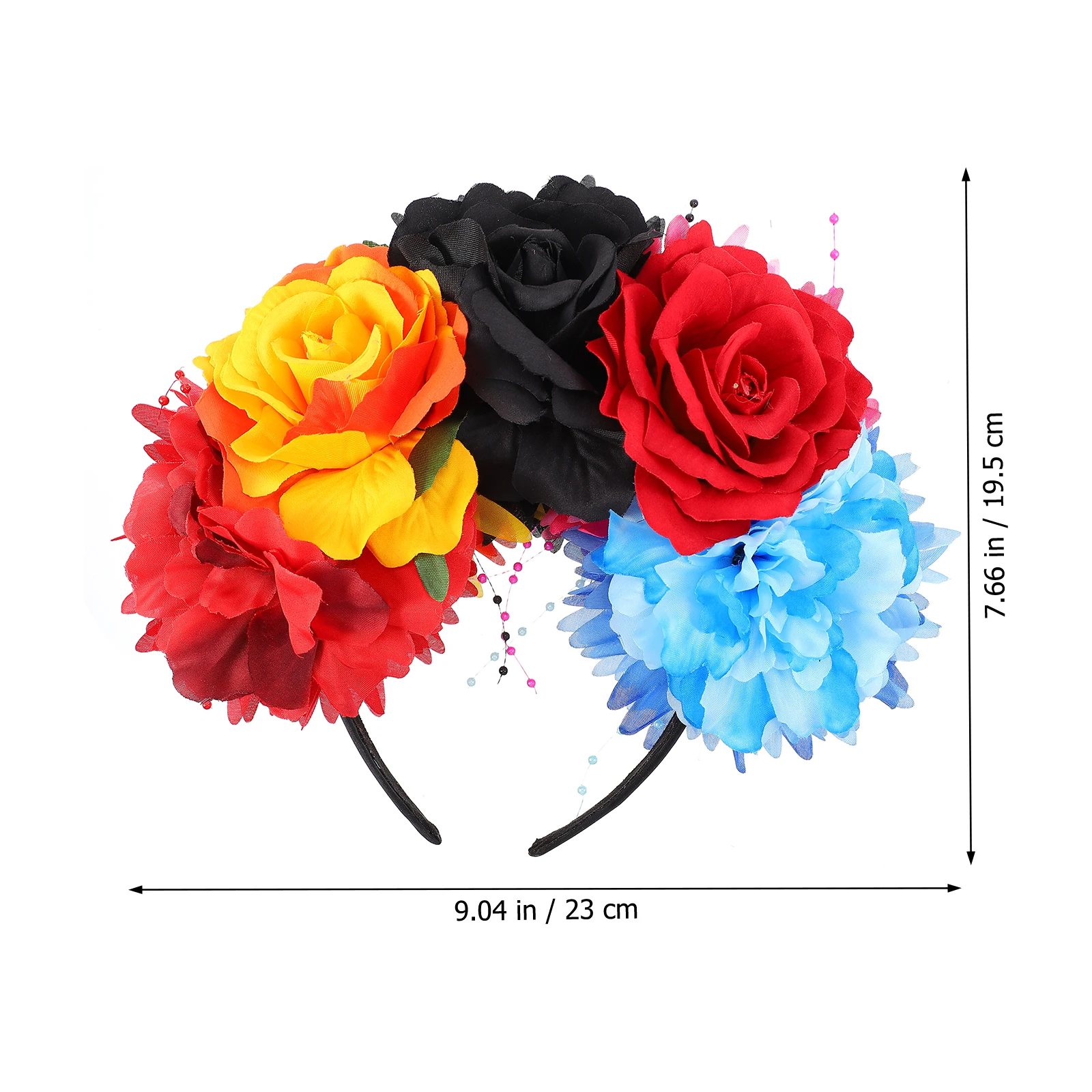 

Floral Hair B Peony Headb Accessories Girls Flower Headpiece Christmas Peonies Fabric Leaves Black Metal Durable Waterproof