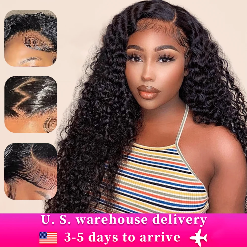 

Wet and Wavy Deep Wave Lace Front Wigs Human Hair 13x5 Lace Front Wigs Human Hair Pre Plucked Deep Curly Human Hair Wigs 210%