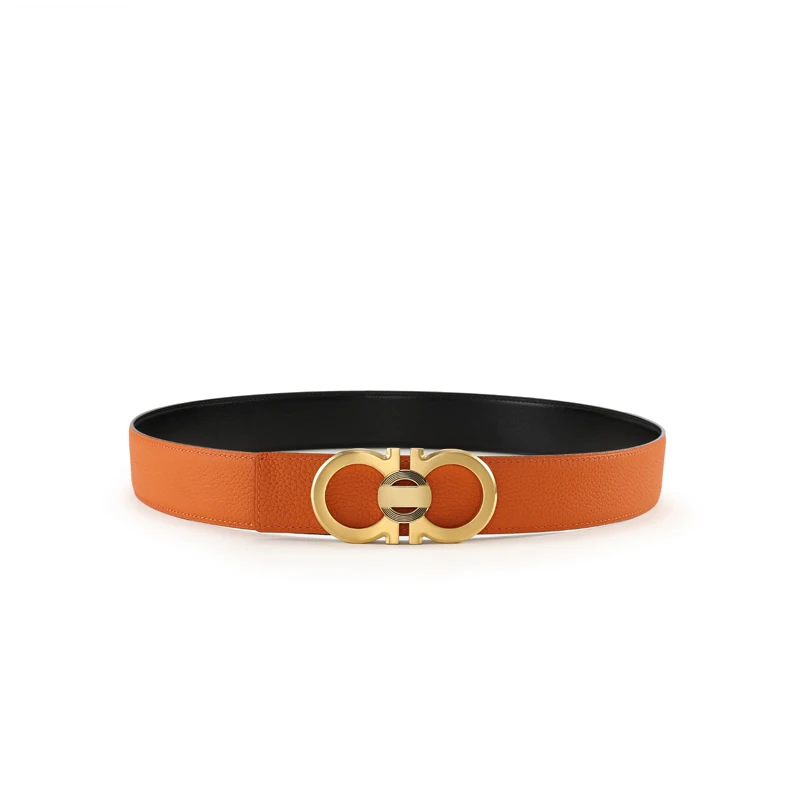 DIMY 2026 new lychee pattern ultra-thin leather belt with cowhide leather replacement buckle handmade waist belt
