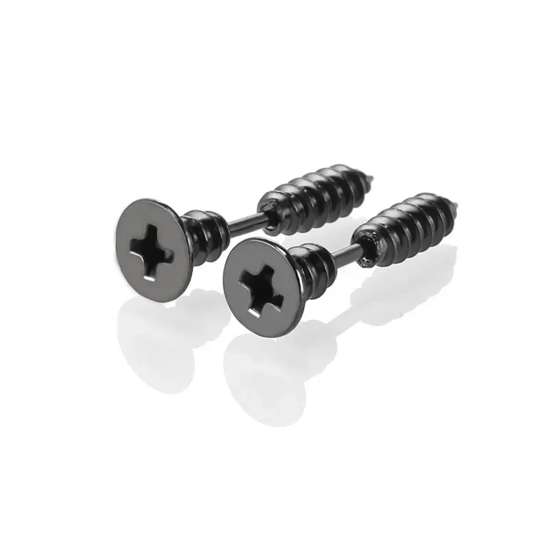 2Pc/set 316L Stainless Steel Nail Screw Stud Earring for Women & Men, Fashion Punk Cartilage Tragus Helix Ear Piercings Jewelry