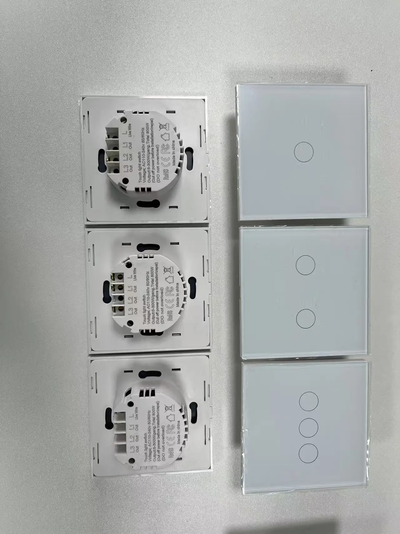 UBARO EU/UK Standard Crystal Tempered Glass Wall Panel Light Touch Switch Led Indicator Sensor Electrical Button 1/2/3Gang 220V