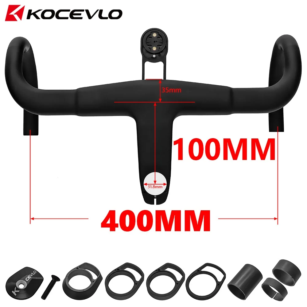KOCEVLO H11 Carbon Road Stuur Met Stuurpen 28.6/31.8mm Geïntegreerd stuur OD2 Racefiets bar 390/400/420MM