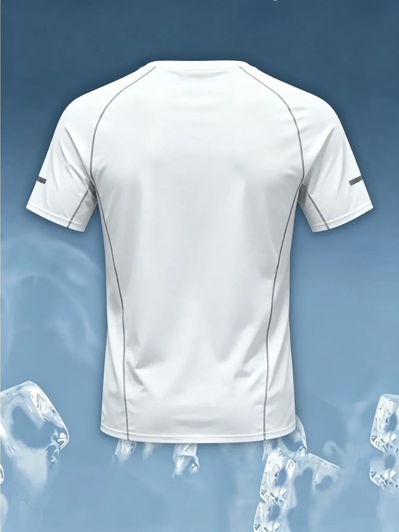 Neues Herren-Sport-T-Shirt mit 3D-Grafikdruck, kühlendem Effekt, schnelltrocknend, atmungsaktiv, kurzärmelig, ideal zum Laufen, Badminton und Training. – Detail 7