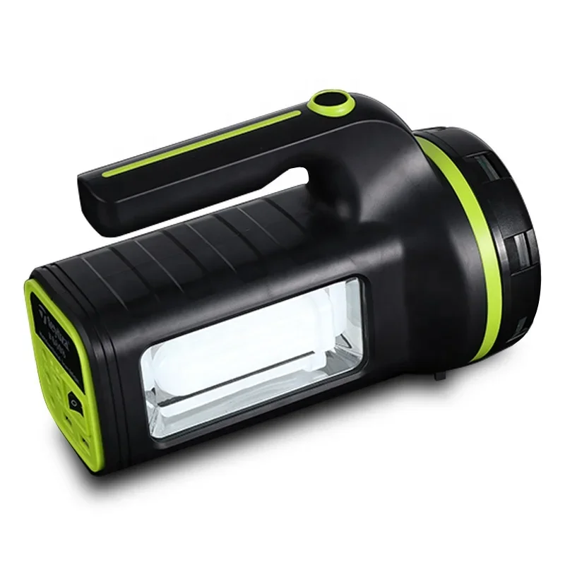 Powerful searchlight with tent lamp, warning blinker, rechargeable LED camping light SOS handheld spotlight built-in power bank