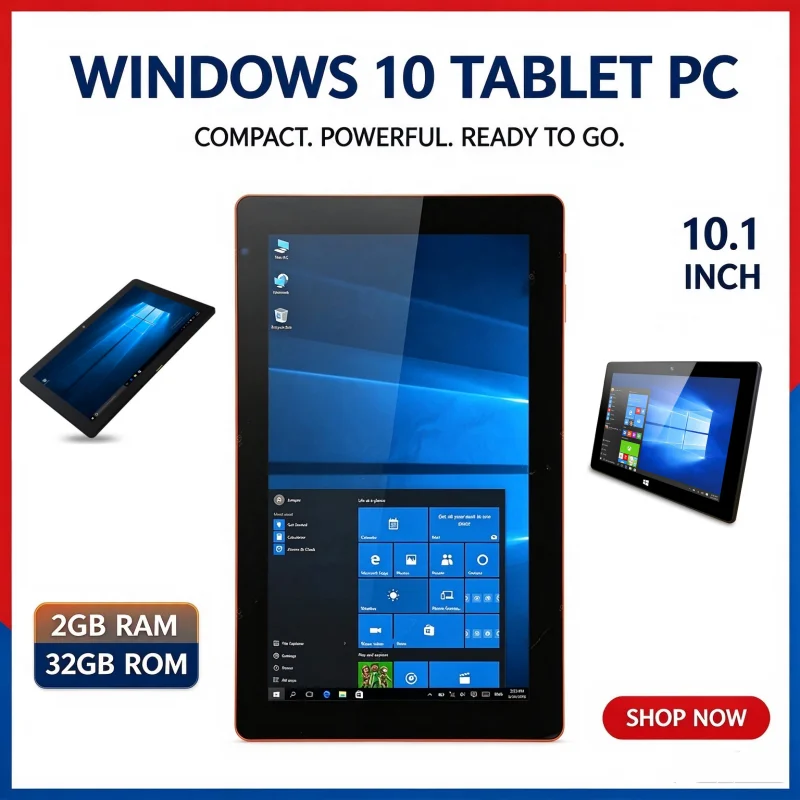 10.1 INCH 2GB RAM 32GB ROM DS232 WINDOWS 10 Tablet PC Z8300 Quad Core 1280*800 IPS Screen WIFI Type-C USB 3.0