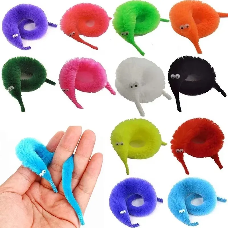 10PC Cool Stuff Fuzzy Wurm Magie Spielzeug Kinder Zaubertricks Spiele Schelmische Requisiten Katze Zauberstab Spielzeug Jungen Und Mädchen Spaß für Geburtstag